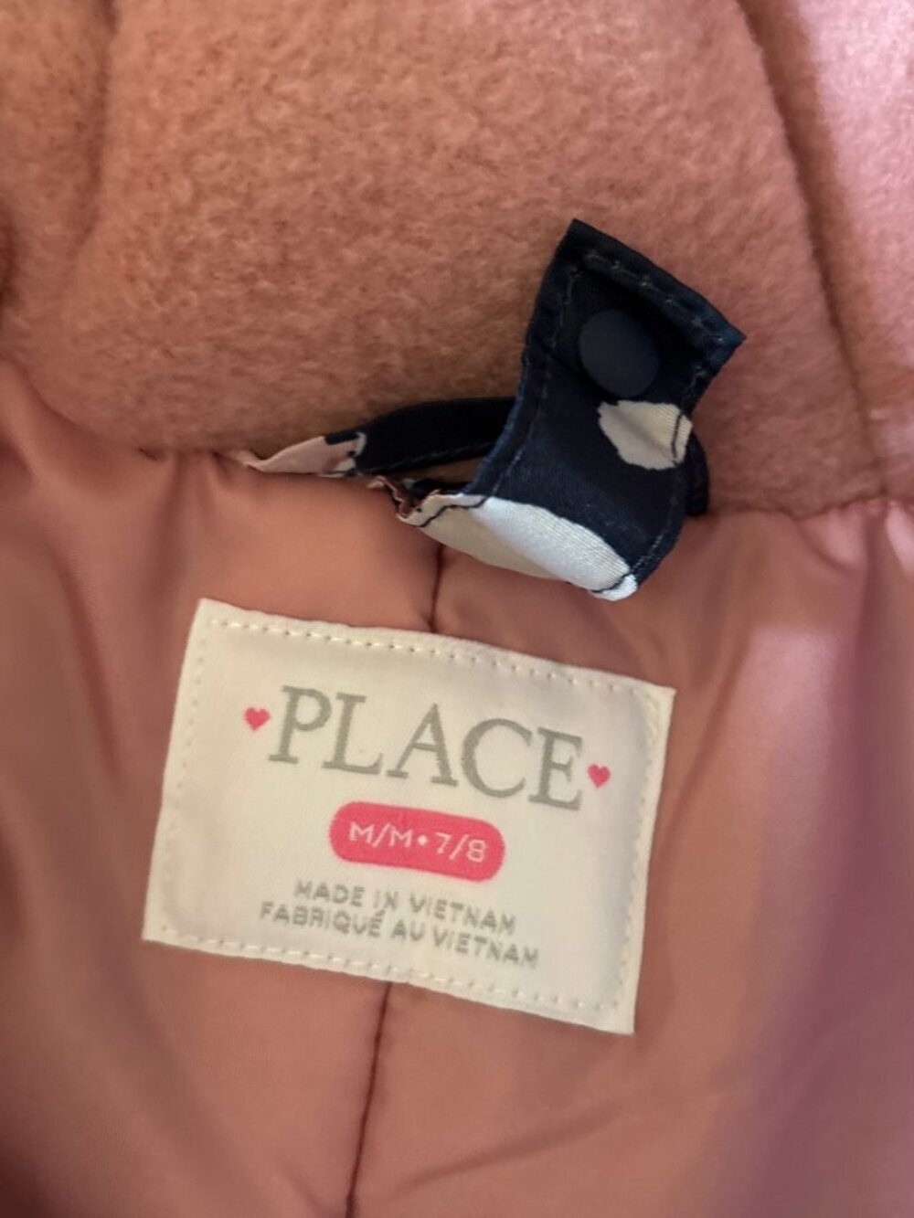 The Children’s Place 3 In 1 Blue Floral Jacket Pink Interior Fleece Size M 7/8 - Picture 6 of 8